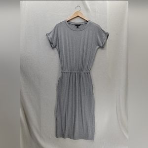 NWT Banana Republic Gray Maxi Side Slit, Short Sleeve Pockets $69 Dress Size-XS